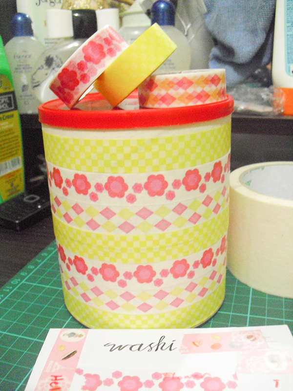 Re-use empty snack/tin cans in style with washi